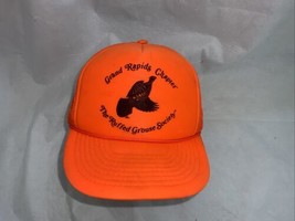 Vtg RUFFED GROUSE SOCIETY Grand Rapids Orange TRUCKER HAT Mesh HUNTING - $24.74