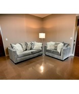 Follina Silver 2-Piece Velvet Sofa &amp; Loveseat Set - $1,465.20