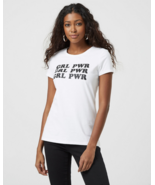 Women Le Chateau GRL PWR Graphic White T-Shirt Size XXL - $414.61 MXN