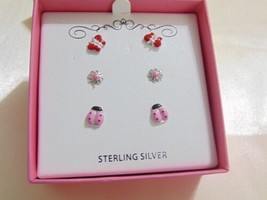 Lily Nily Sterling Silver Children&#39;s 3-Pc. Set Enamel Stud Earrings X110... - £26.42 GBP