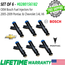 OEM Bosch x6 Fuel Injectors for 2005-2009 Pontiac &amp; Chevy 3.4L V6 #0280156182 - £84.35 GBP