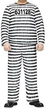Mens Convict Prisoner Jailbird Shirt, Pants, Sticker 3 Pc Halloween Cost... - £18.94 GBP
