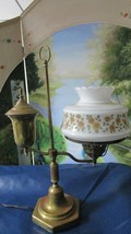 Antique Oil Student Lamp Electrical Now Gorgeous Original Glass Shade - $122.75