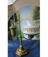 Antique Oil Student Lamp Electrical Now Gorgeous Original Glass Shade - $2,263.97 MXN