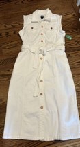 NEW GAP Women’s Denim Midi Dress White Size 12 TALL NWT - $89.09