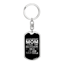 Accountant Mom Stainless Steel or 18k Gold Premium Swivel Dog Tag Keychain - £30.33 GBP+