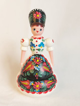 Vtg Handcrafted Wooden Hungarian Costume Folk Art Doll Trinket Box - £27.39 GBP