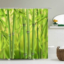 New Green Bamboo Plants Leaf Bathroom Shower Curtain Waterproof  - £18.35 GBP+