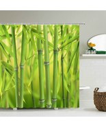 New Green Bamboo Plants Leaf Bathroom Shower Curtain Waterproof  - £18.31 GBP+