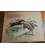 Vintage Louis Claude Equestrian Horse Jump Color Etching  Signed Steeple... - $197.97