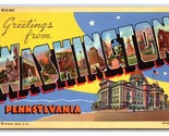 Grande Lettera Greetings From Washington Pennsylvania Pa Lino Cartolina U14 - £2.38 GBP