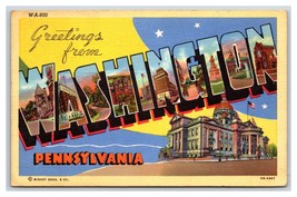 Grande Lettera Greetings From Washington Pennsylvania Pa Lino Cartolina U14 - £2.37 GBP