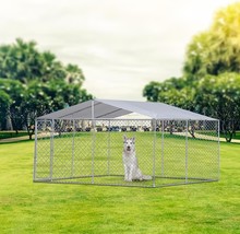 Outdoor Dog Kennel With Roof Waterproof Cover, Outside Dog Cage W/Secure Lock, D - $333.99