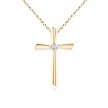 ANGARA Solitaire Diamond Cross Pendant Necklace in 14K Yellow Gold - £340.10 GBP