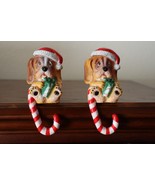 Lot 2x Vtg Santa Beagle Hound  Dog Christmas Stocking Hanger Holder Shel... - €17,75 EUR