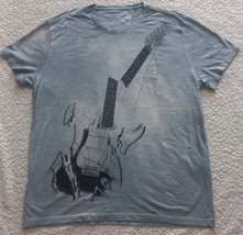 John Varvatos Star USA Men&#39;s Stone Wash Gray Broken Guitar Graphic T-Shi... - $37.98