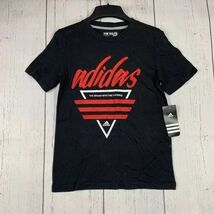 Adidas The Brand With The 3 Stripes Medium Casual T-Shirt Black New Youth - $182.59 MXN