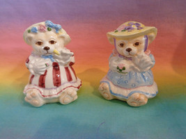 Vtg 1993 Children’s Teddy Bear Ceramic Tea Set Replacement Salt &amp; Pepper Damaged - £2.64 GBP