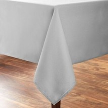 Gray Silver Textured Rectangle Fraser Fabric Tablecloth, 52&quot;W x 70&quot;L Soft Silver - £17.40 GBP