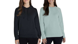 Eddie Bauer Women Size Small, 2-PACK Ultra Soft , Blue Crewneck &amp; Black Hoodie - £14.19 GBP