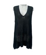 Margaret O&#39;Leary Black Mesh V-Neck Swim Cover Up Chevron Tunic Tank Top ... - $33.38