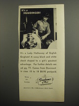 1955 Dunham&#39;s of Maine Lady Hathaway Shirts Ad - It&#39;s a Humdinger! - £13.89 GBP