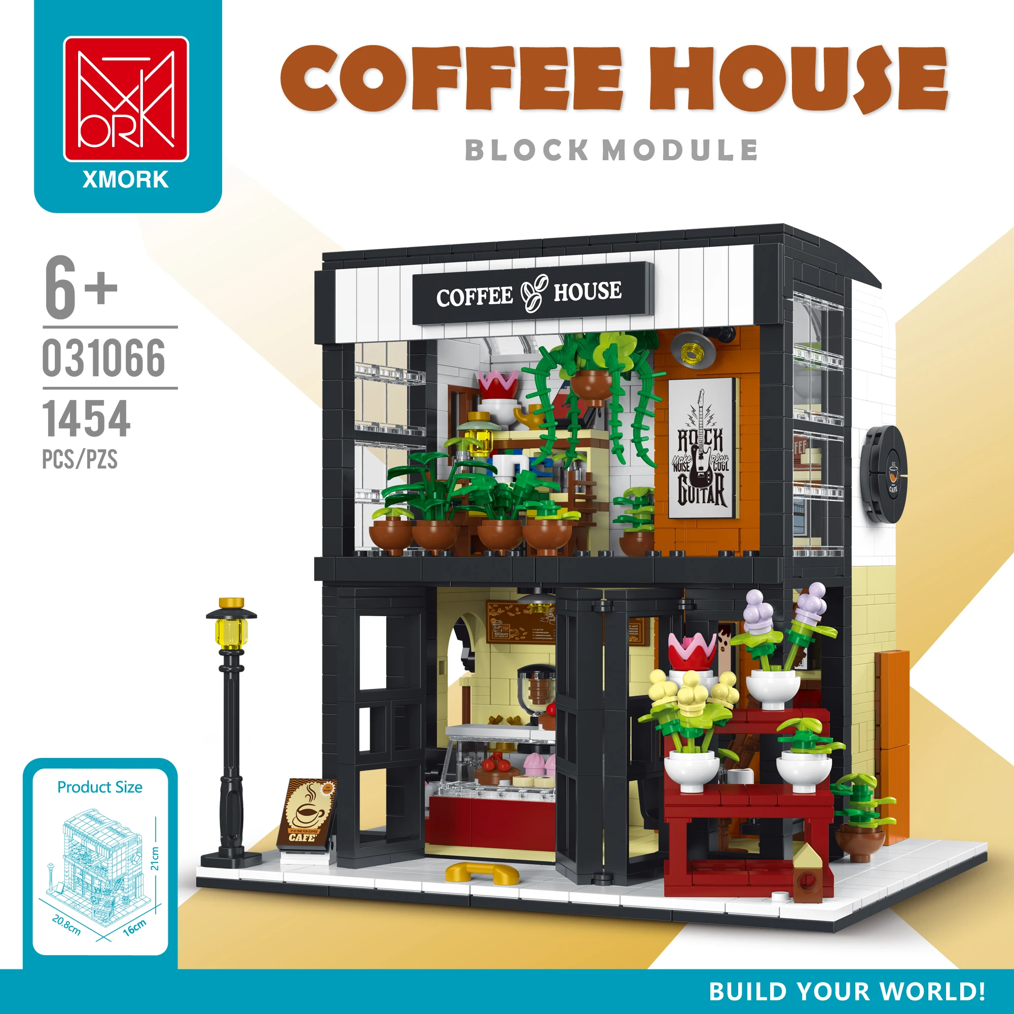 2023 New Cafe Shop Flower Coffee House Building Blocks MOC 031066 Model Bricks - £70.10 GBP+