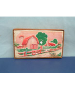 Small handmade shabby chic vintage barnyard plastic picture on particle ... - $45.49