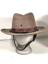 Vintage Stratton Hats Warm Weather Straw Leather Strap Patrol Cap Made I... - $89.09