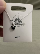 Disney Parks Mickey Mouse Faux Emerald May Birthstone Necklace Silver Color image 5