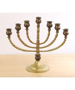 Vintage Menorah Candle Holder 7 Branch Solid Brass Judaism about 9.5&quot; Tall - £28.45 GBP