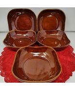 5X Glazed Square Hall Bowl 1211 USA Brown  - €21,32 EUR
