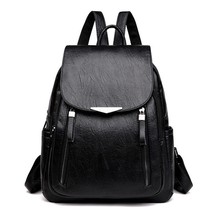 Womens Backpack Female PU Leather Back Pack Large Capacity School Bag for Girl D - £22.55 GBP