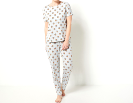 Any Body Lush Jersey Printed Sleep Set -LITE Grey Floral, 2X - £22.78 GBP