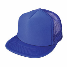 Royal Blue Trucker Hat 5 Panel Flat Bill Summer Mesh Back Hat 1dz New 5FBC RYLB - £77.17 GBP