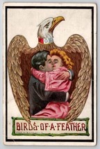 F.O.E. Birds of A Feather Stick Together Couple Kissing Large Eagle Postcard U29 - £5.46 GBP