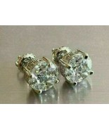 2.00Ct Round-Cut VVS1 Diamond Antique Vintage Stud Earrings 14K White Go... - $132.85 CAD