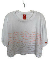 NIKE Women’s Top White Cropped with JUST DO IT print.  Size Medium EUC - £11.09 GBP