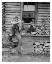 Kids Eating Watermellon On Front Porch Of Log House Nc 1939 8X10 Photo - £6.72 GBP