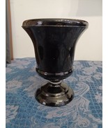Black Amethyst Depression Glass Art Deco Style Footed Urn Vase 6&quot;s - $24.74
