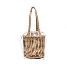 Women Woven Straw Bucket Handbag Lady Summer Beach Mini Bags -OPK - £51.36 GBP