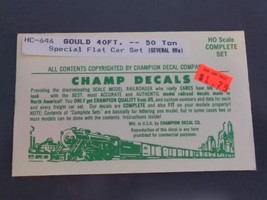 Vintage Champ Decals No. HC-646 Flat Car Set Several RRs HO - $14.95