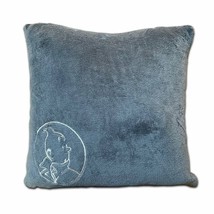 Tintin embroidered grey logo large size cushion Official Moulinsart NEW - $26.99