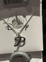 Disney Parks Mickey Mouse Faux Gem Letter P Silver Color Necklace NEW - $32.90