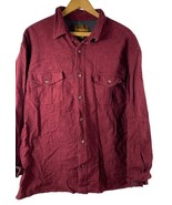 St Johns Bay Large Shacket Flannel Shirt Button Down Burgundy Red Cotton... - $35.25