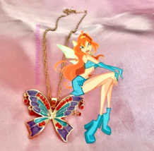 Winx Club Necklace Bloom Fairy Wings Enchantix Butterfly Fairycore 925 Pendant - £35.04 GBP