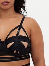 Torrid Curve Plus Sz 3 Sexy Black Lace Cutout Cage Underwire Longline Bralette - £47.47 GBP