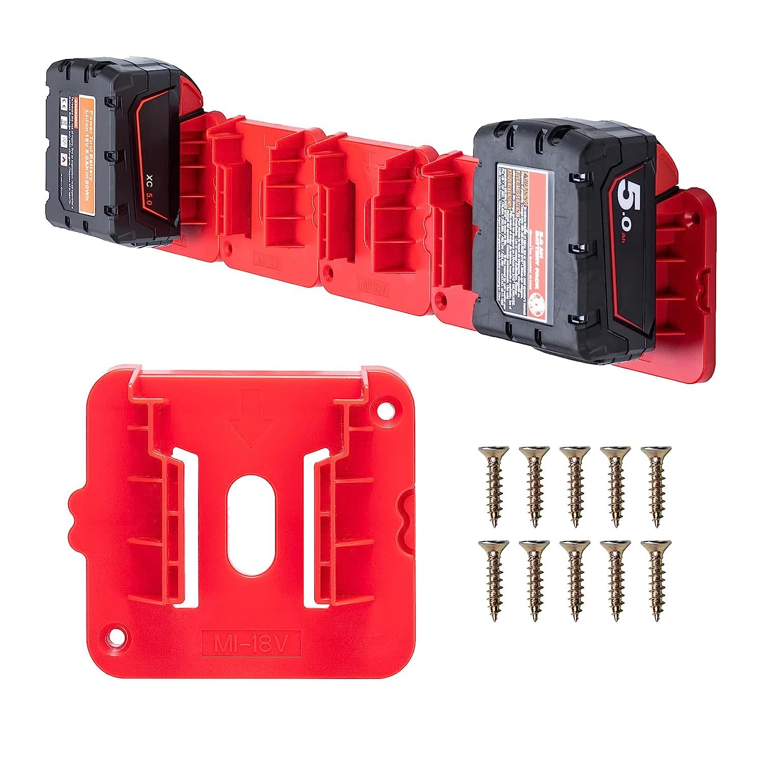 Battery Holder For Milwaukee M18 18V Battery, Wall Mount Batteries Storage For W - £23.90 GBP