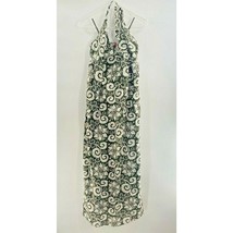 Old Navy Womens Maxi Dress Green White Floral Smocked Halter Side Zipper Tie S - £15.47 GBP