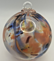 Vintage Art Glass Swirl Blue Orange White Ornament U258/12 - $49.99
